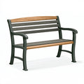 Banc de jardin 120 x 62 x 88 cm en métal et lattes effet bois noir/marron avec accoudoirs